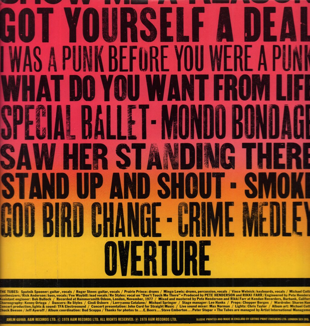 Tubes - What Do You Want From Live - Double Lp