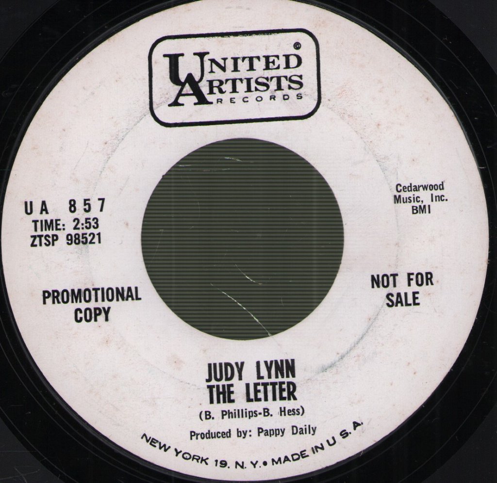 Judy Lynn - Letter/I'll Pick Up My Heart - 7 Inch