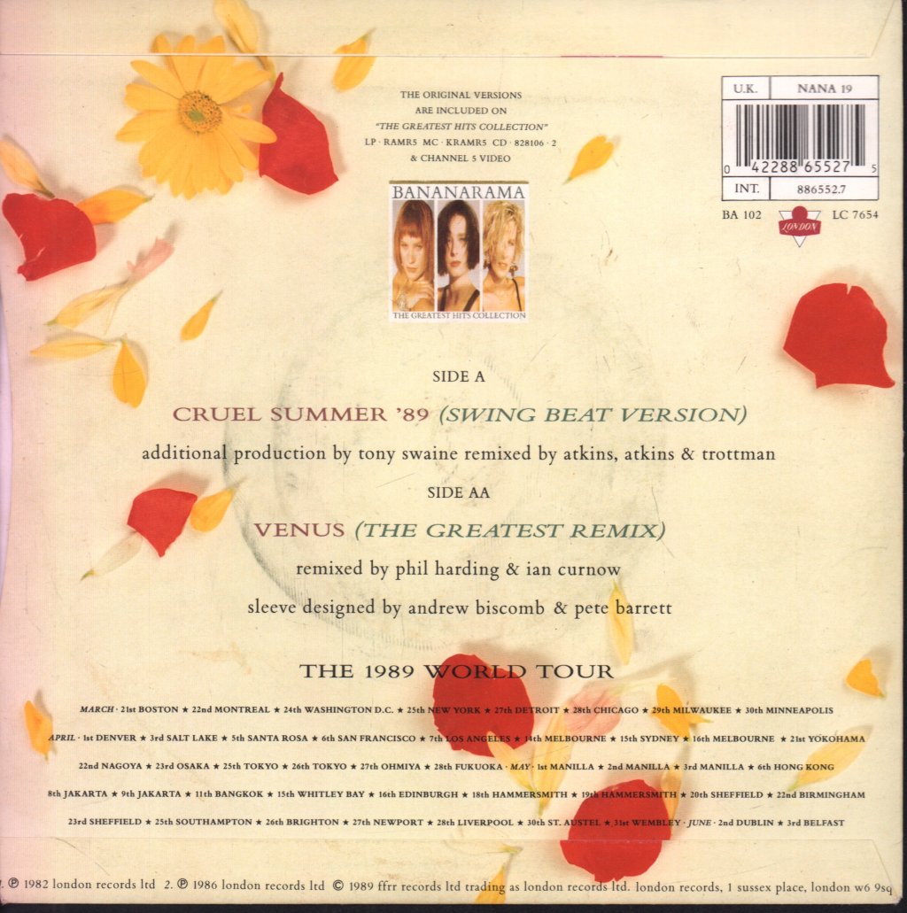 Bananarama - Cruel Summer '89 - 7 Inch