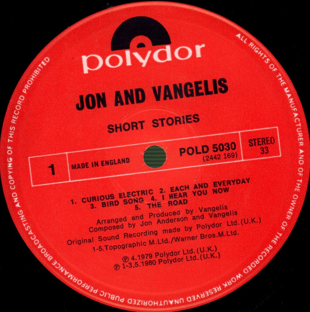 Jon And Vangelis - Short Stories - Lp