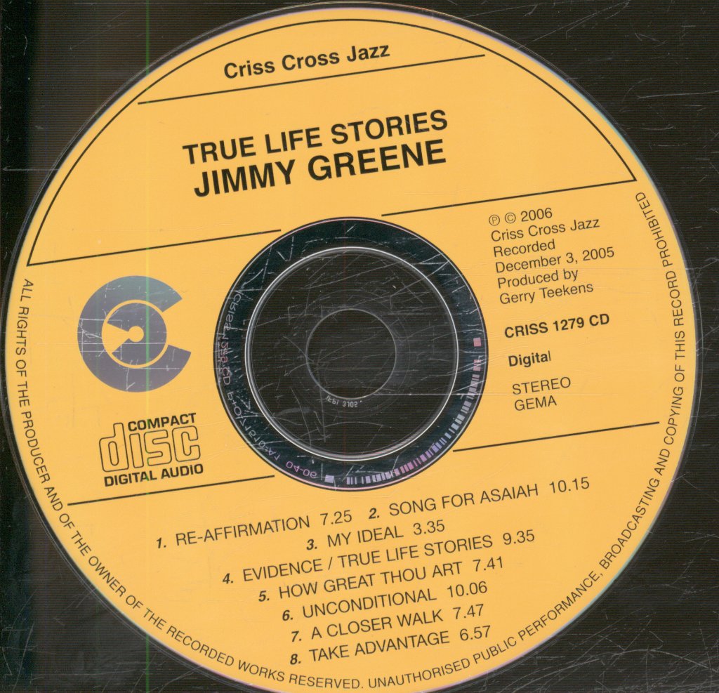 Jimmy Greene - True Life Stories - Cd