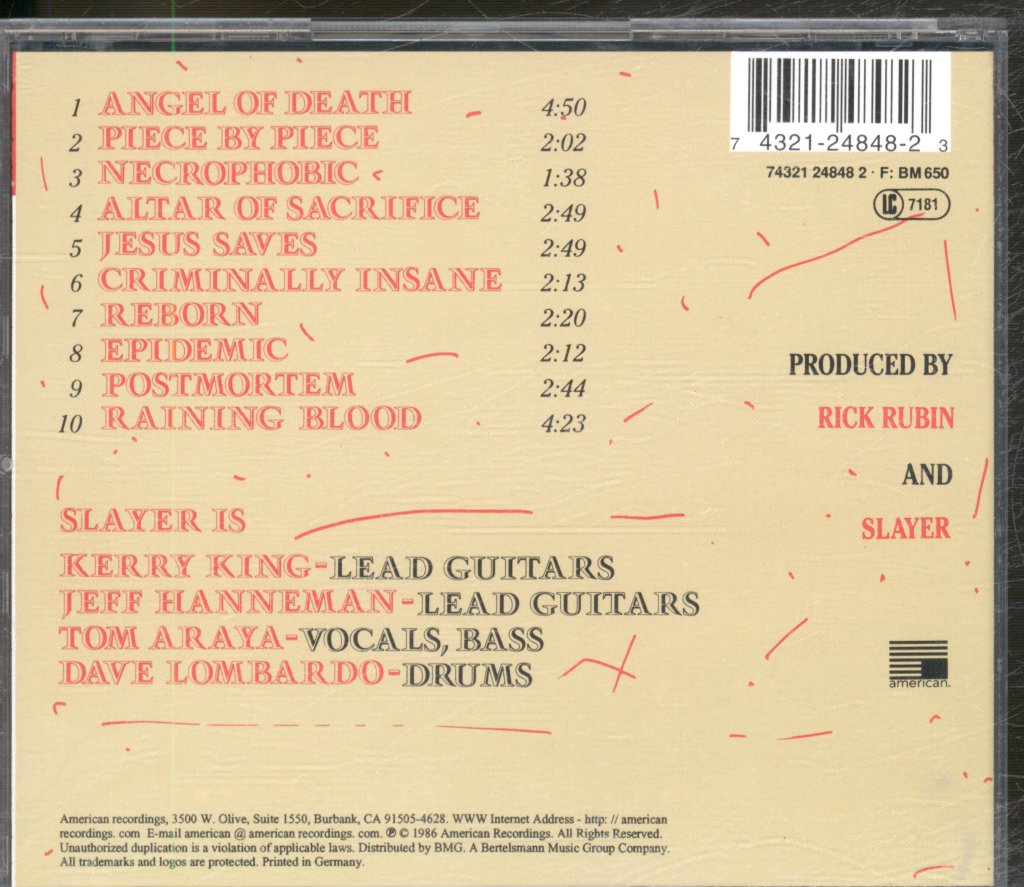 Slayer - Reign In Blood - Cd