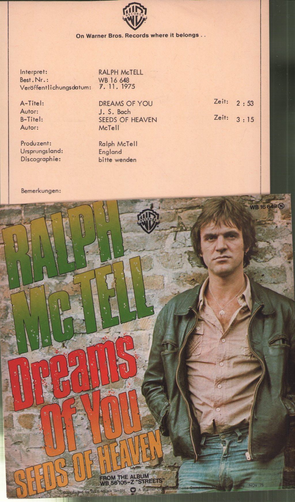 Ralph McTell - Dreams Of You - 7 Inch