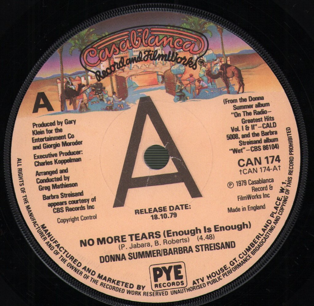 Donna Summer/Barbra Streisand - No More Tears - 7 Inch