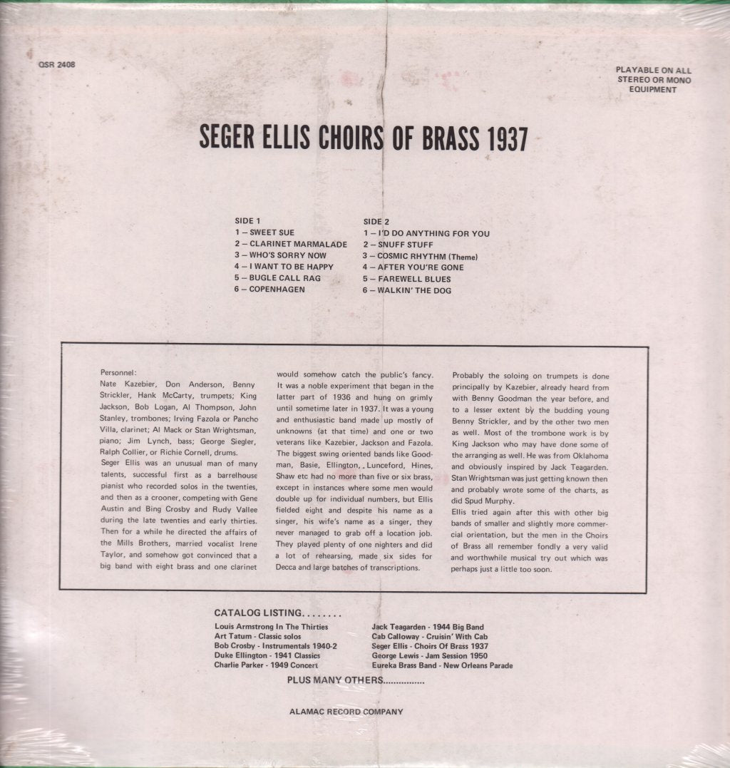 Seger Ellis - Choirs Of Brass 1937 - Lp
