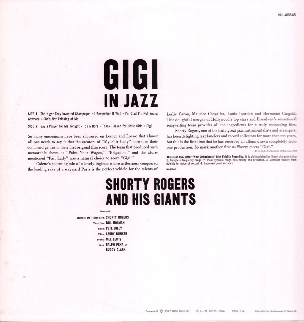 Shorty Rogers And His Giants - Gigi In Jazz - Lp