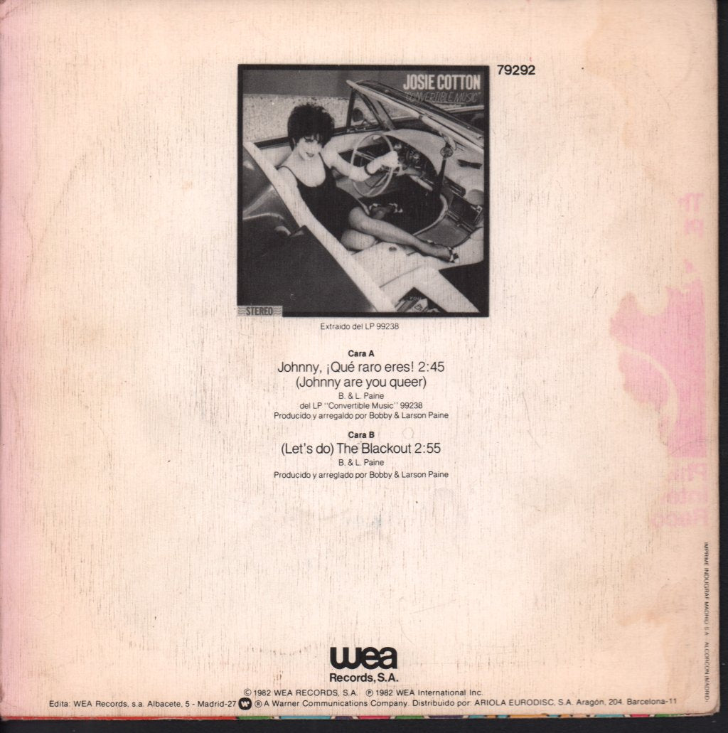 Josie Cotton - Johnny Are You Queer? - 7 Inch
