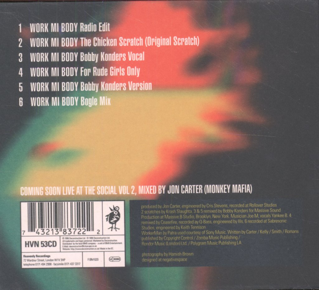 Monkey Mafia Featuring Patra - Work Mi Body - Cd