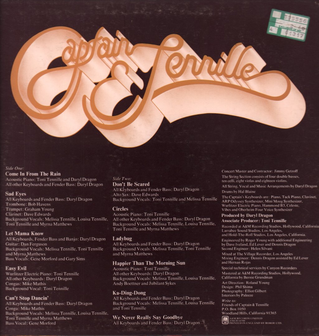 Captain And Tennille - Come In From The Rain - Lp