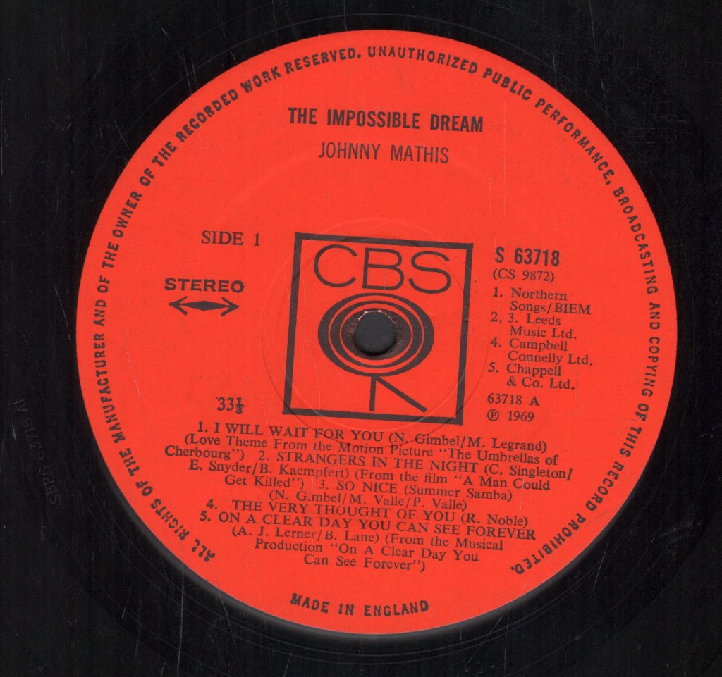 Johnny Mathis - Impossible Dream - Lp