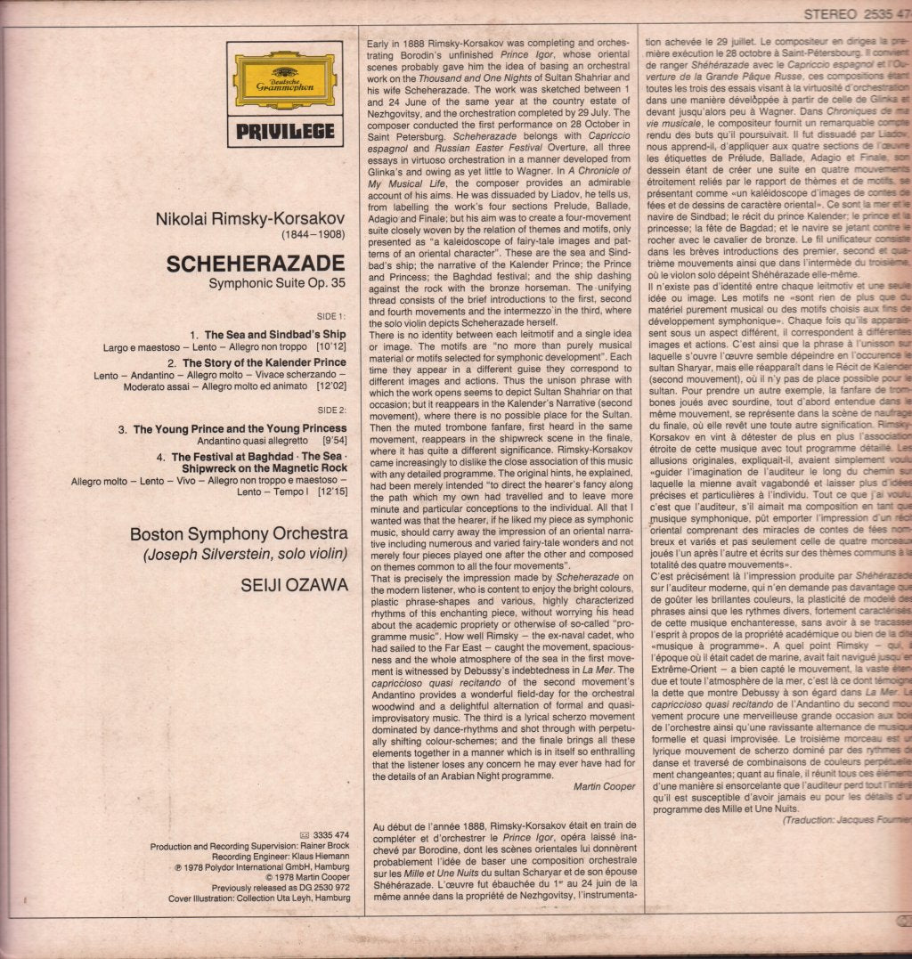 Boston Symphony Orchestra - Nikolai Rimsky-Korsakov Scheherazade - Lp