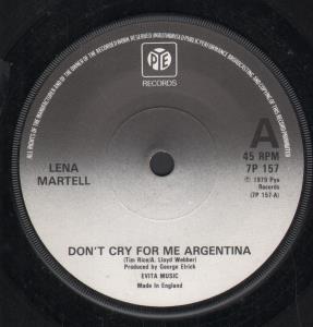Lena Martell - Don't Cry For Me Argentina - 7 Inch