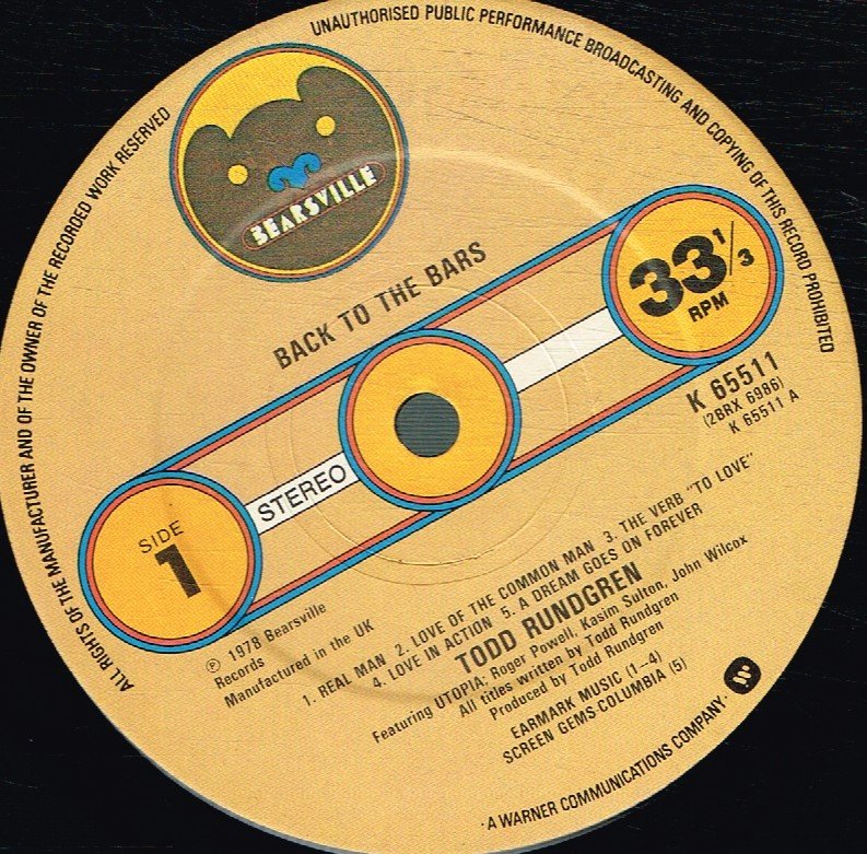 Todd Rundgren - Back To The Bars - Double Lp