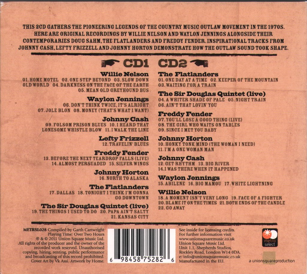Various Artists - Roots Of The Country Outlaws - Double Cd