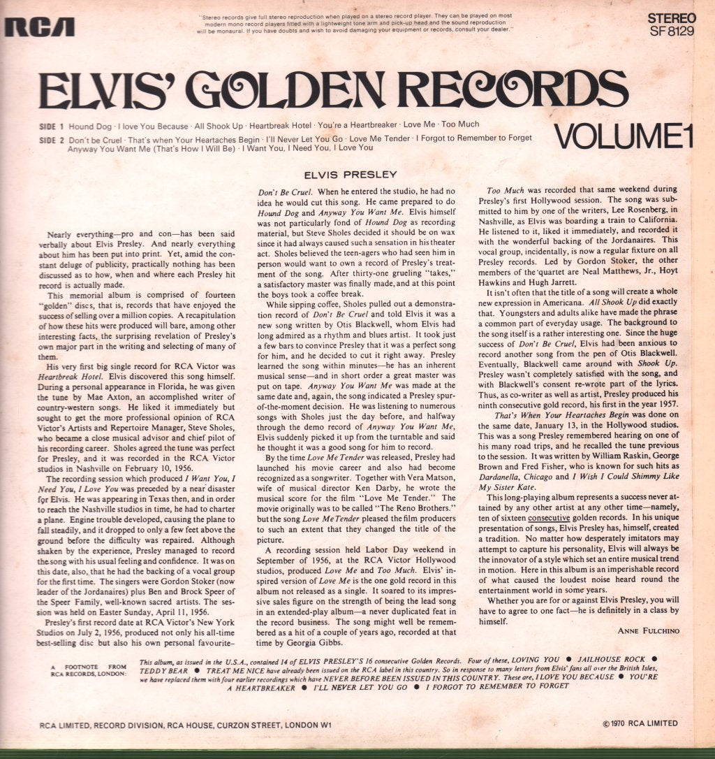 Elvis Presley - Elvis' Golden Records Vol. 1 - Lp