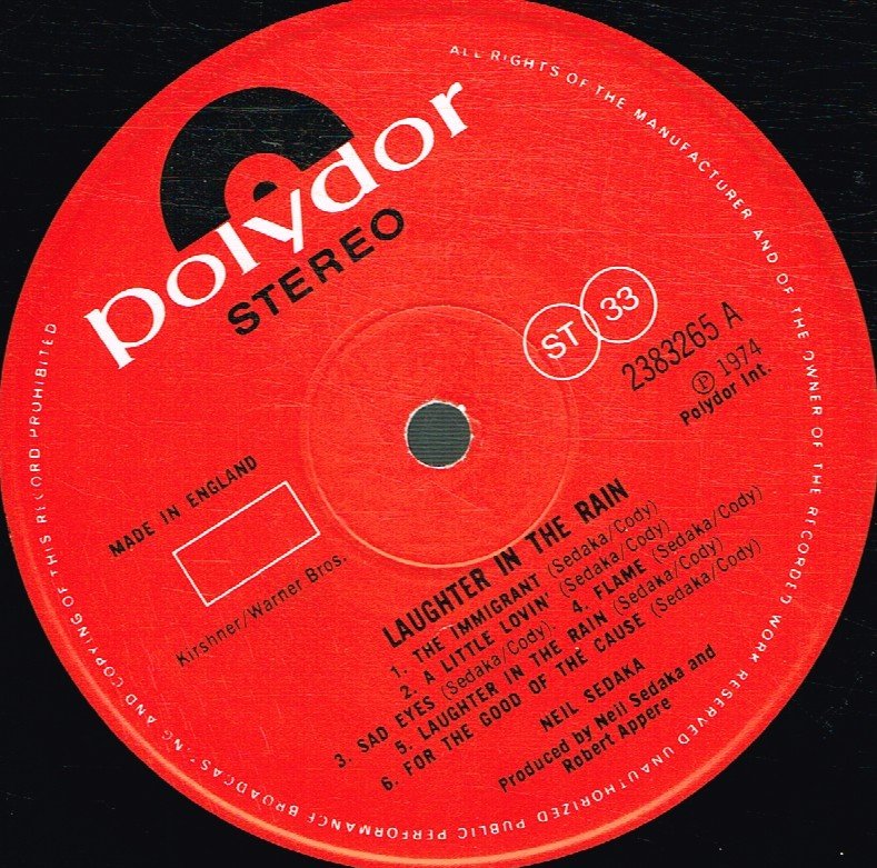 Neil Sedaka - Laughter In The Rain - Lp
