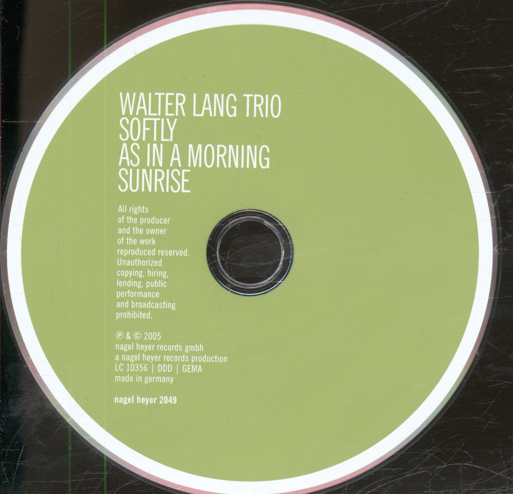 Walter Lang Trio - Softly As In A Morning Sunrise - Cd