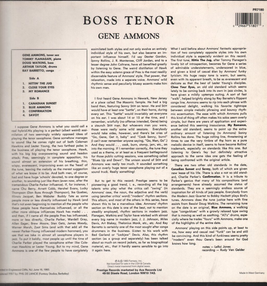 Gene Ammons - Boss Tenor - Lp