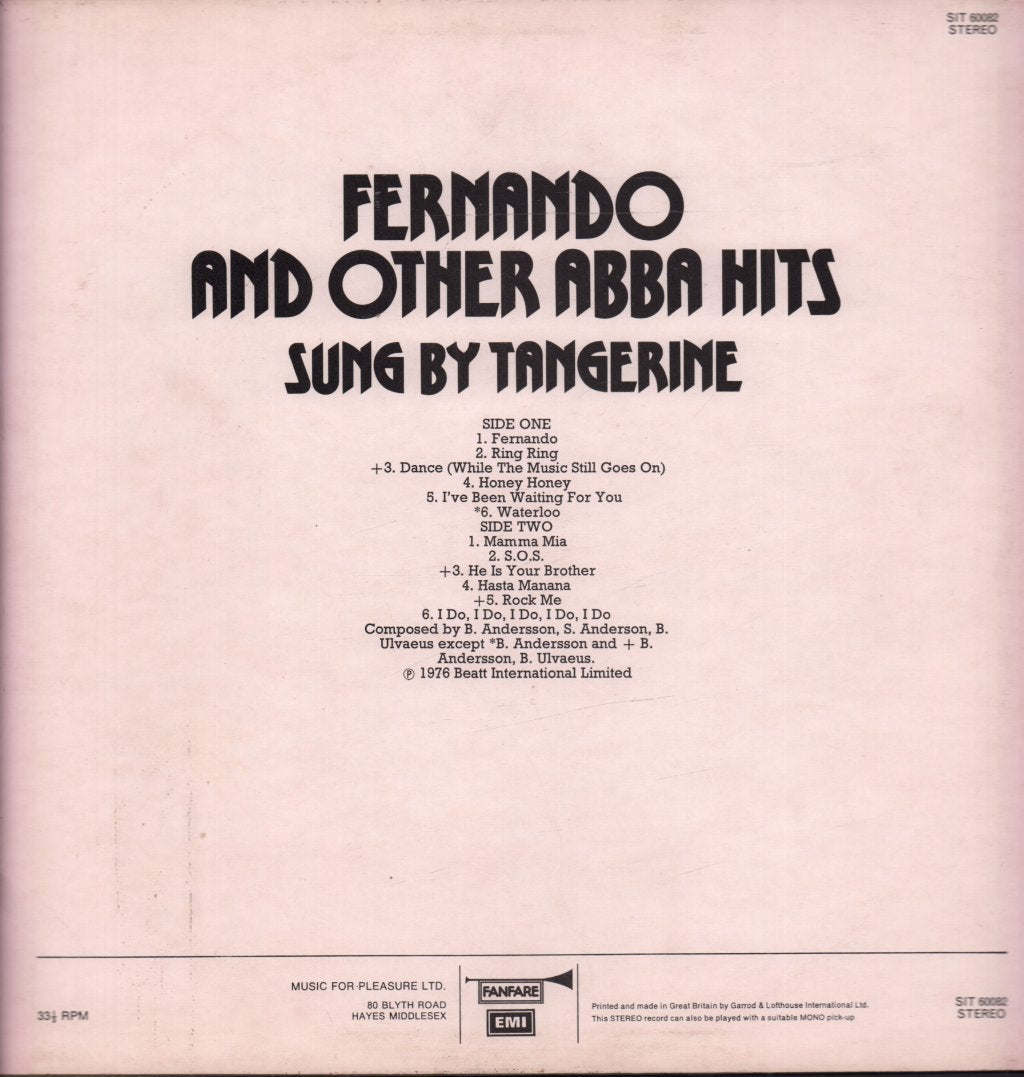 Tangerine - ABBA's Hits Sung By - Lp