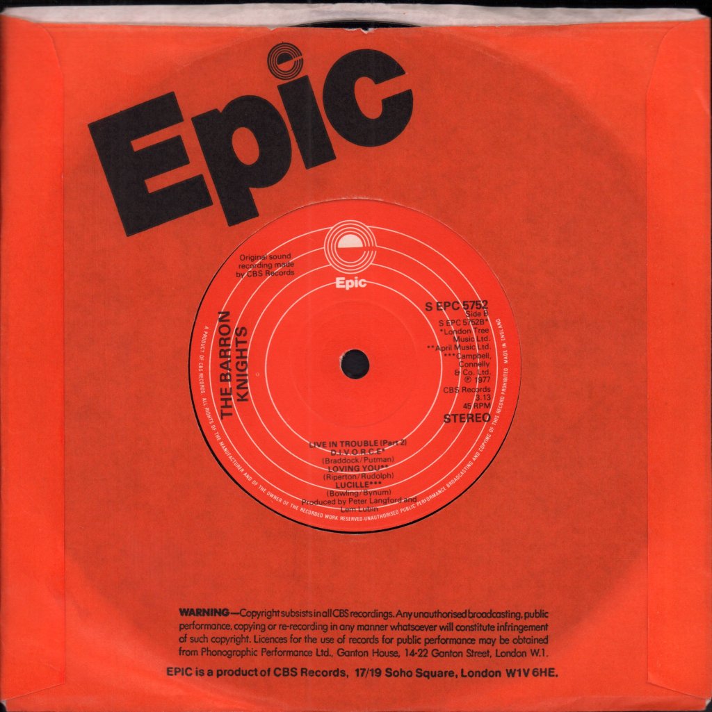 Barron Knights - Live In Trouble - 7 Inch
