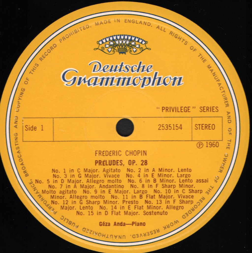 Geza Anda - Chopin - Preludes, Op.28 / Polonaise In A Flat Major, Op.53 - Lp