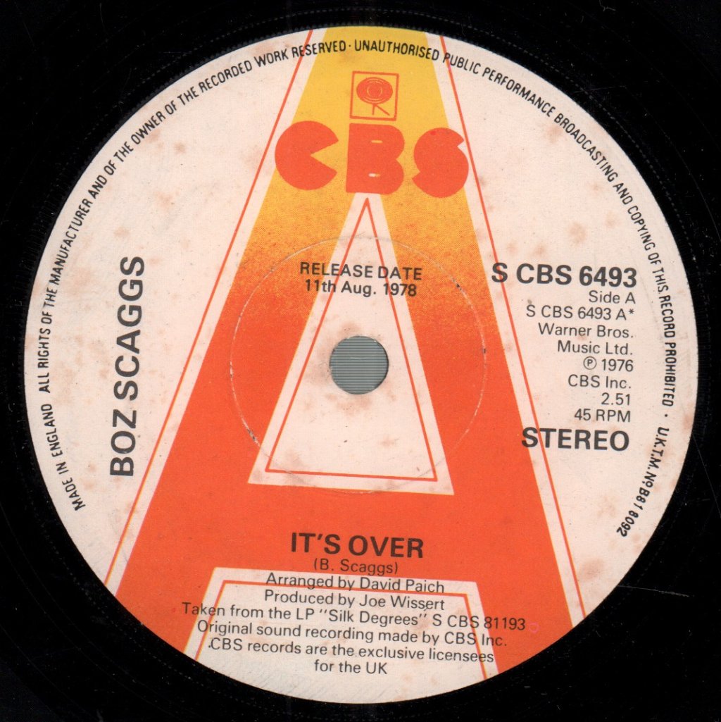 Boz Scaggs - It's Over - 7 Inch