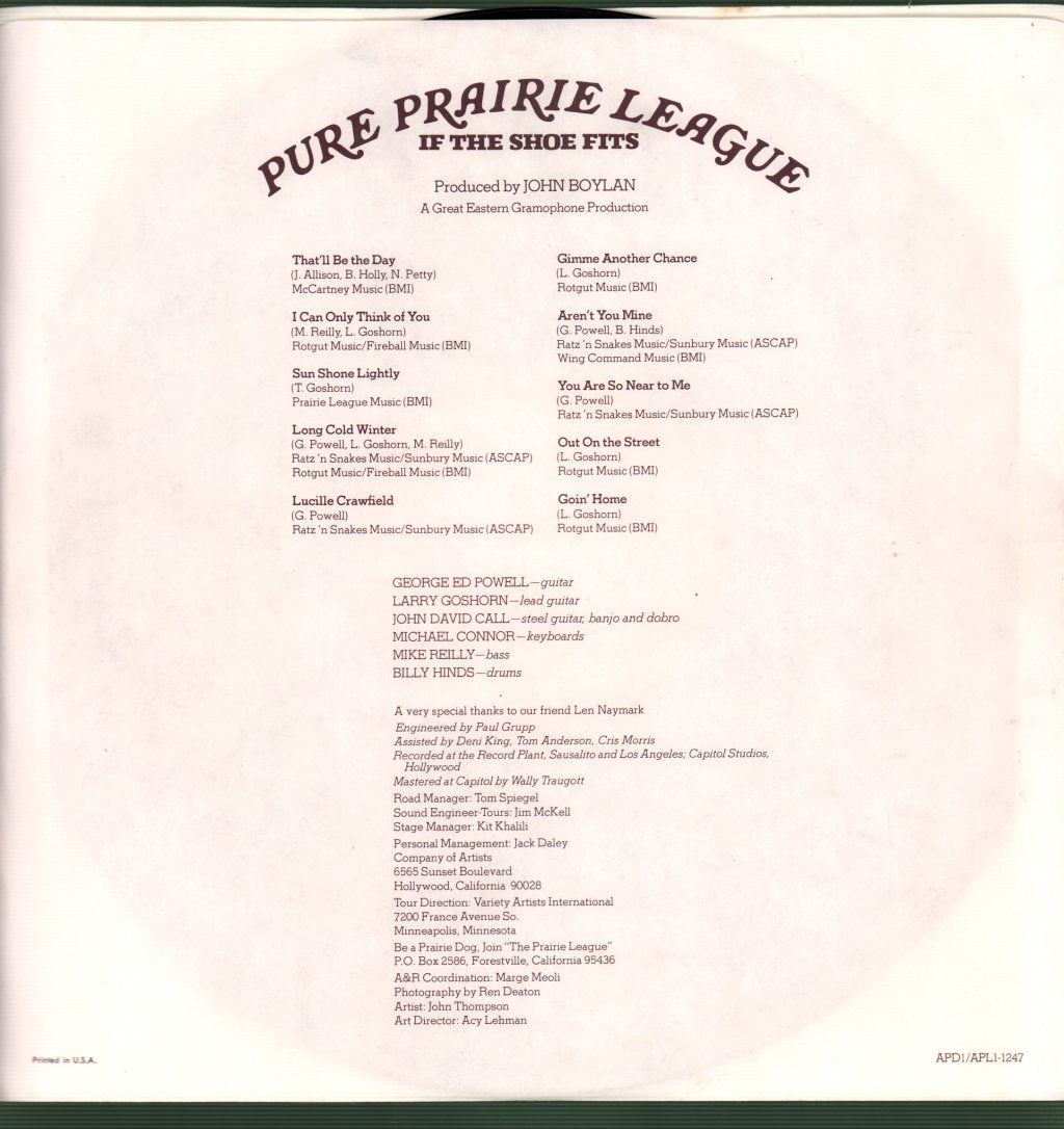 Pure Prairie League - If The Shoe Fits - Lp