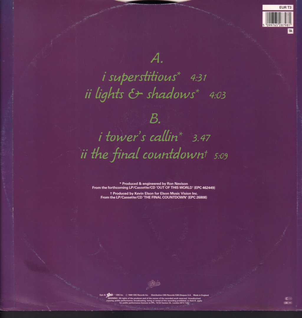 Europe - Superstitious - 12 Inch