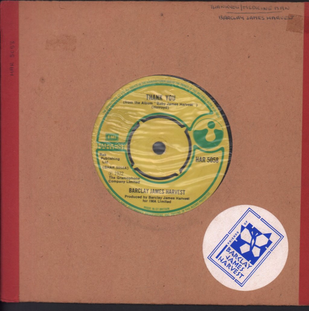 Barclay James Harvest - Thank You - 7 Inch