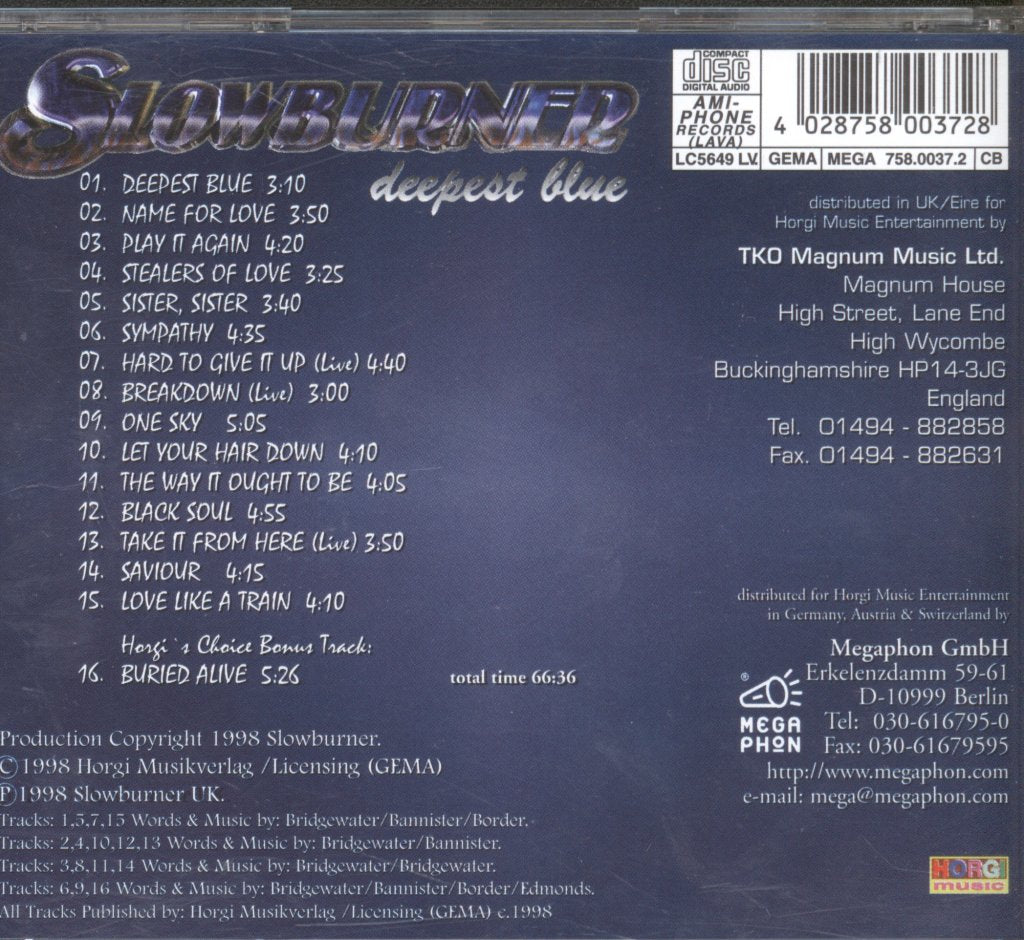 Slowburner - Deepest Blue - Cd