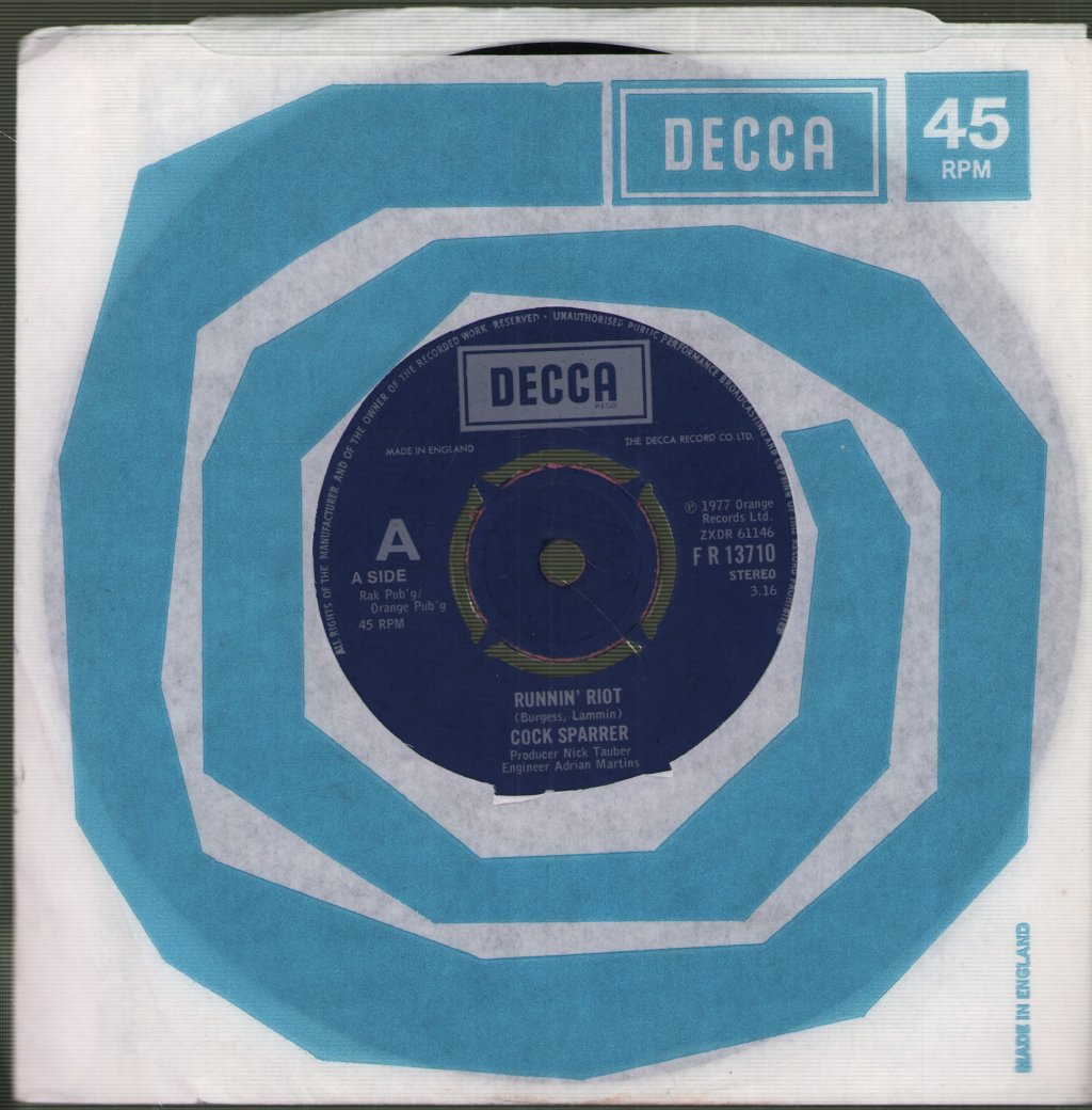 Cock Sparrer - Runnin' Riot - 7 Inch
