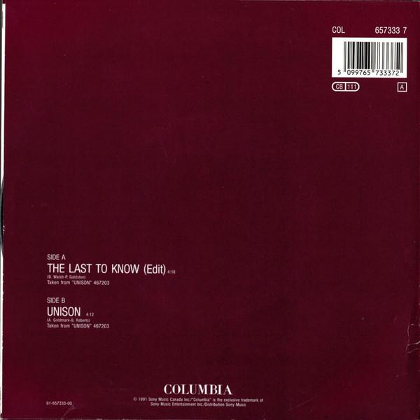 Céline Dion - Last To Know - 7 Inch