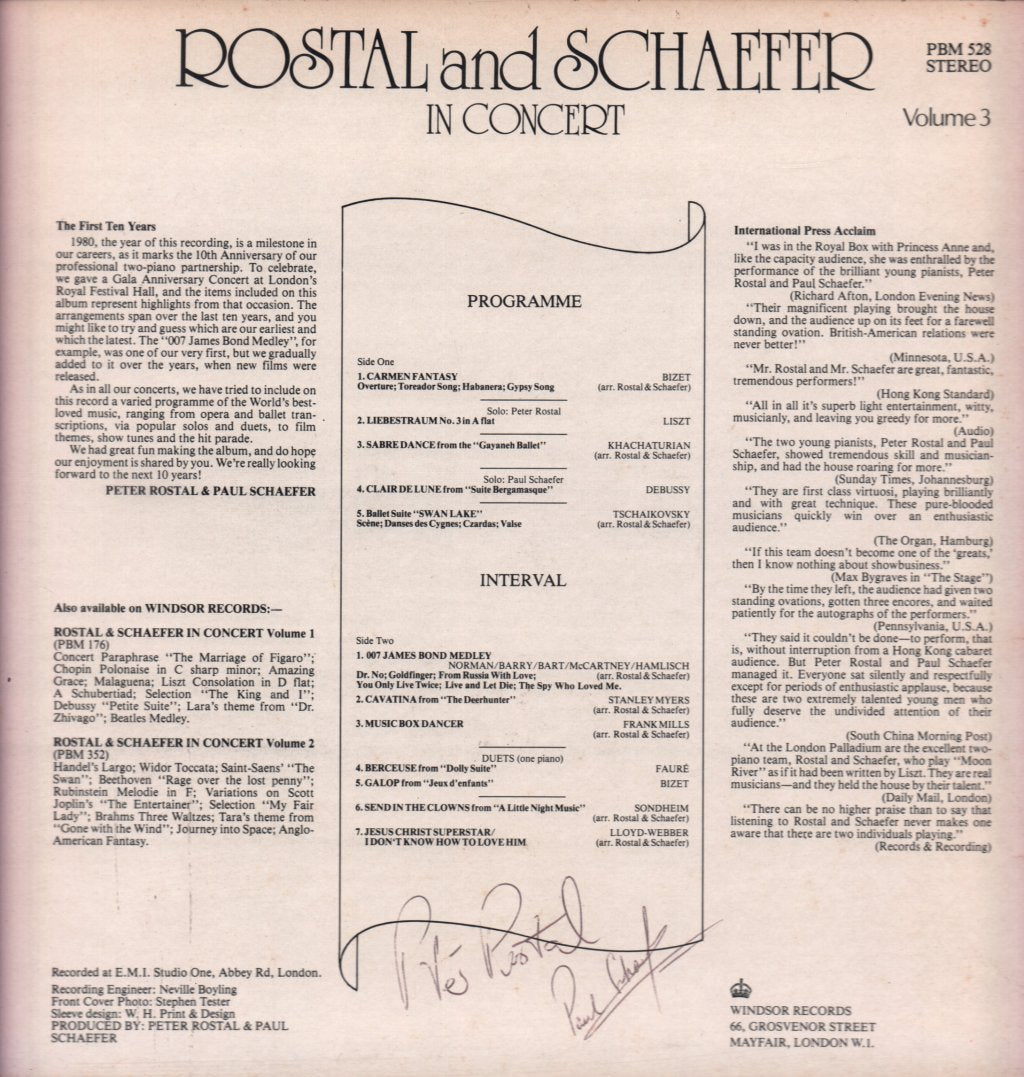 Rostal & Schaefer - In Concert Volume 3 - Lp