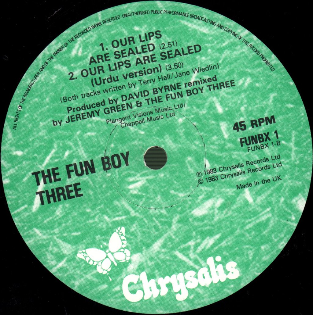 Fun Boy Three - Our Lips Are Sealed - 12 Inch