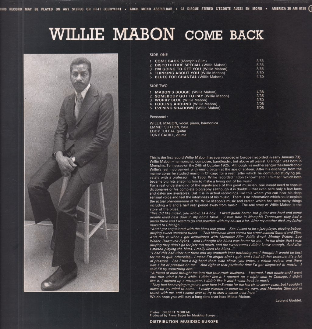 Willie Mabon - Come Back - Lp
