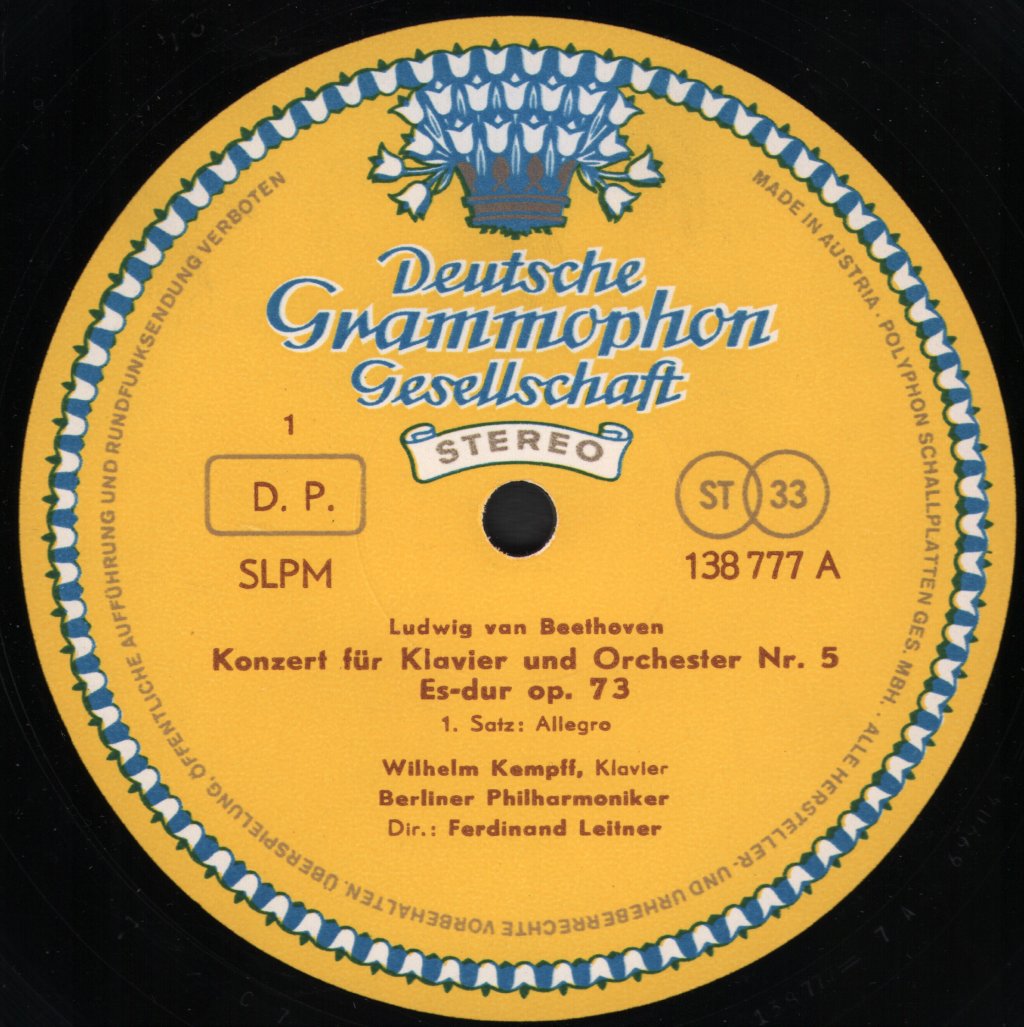 Wilhelm Kempff / Ferdinand Leitner - Beethoven - Piano Concerto No.5 In E Flat Major - Lp