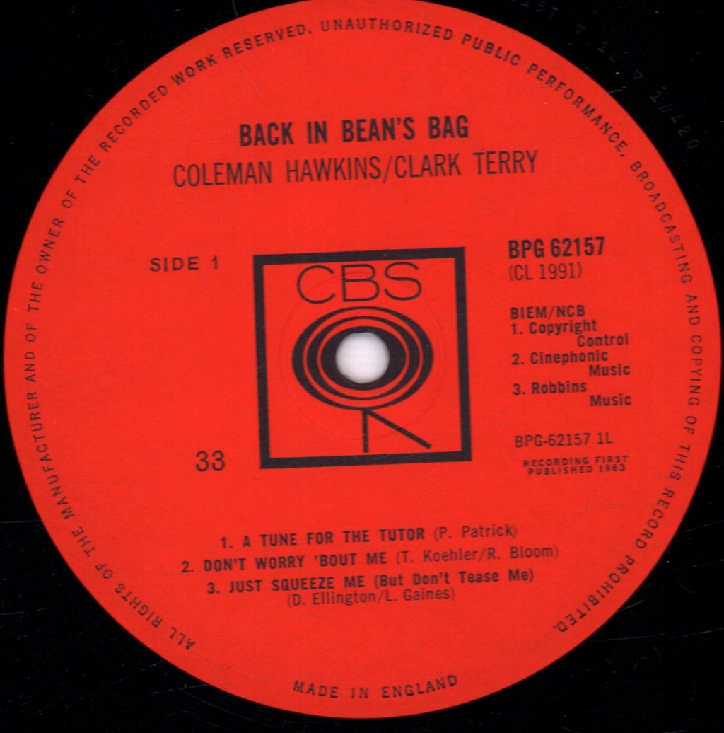 Coleman Hawkins And Clark Terry - Back In Bean's Bag - Lp