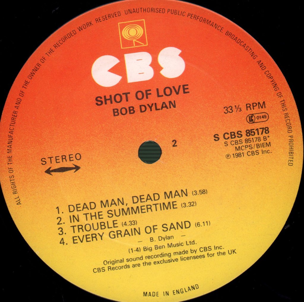 Bob Dylan - Shot Of Love - Lp