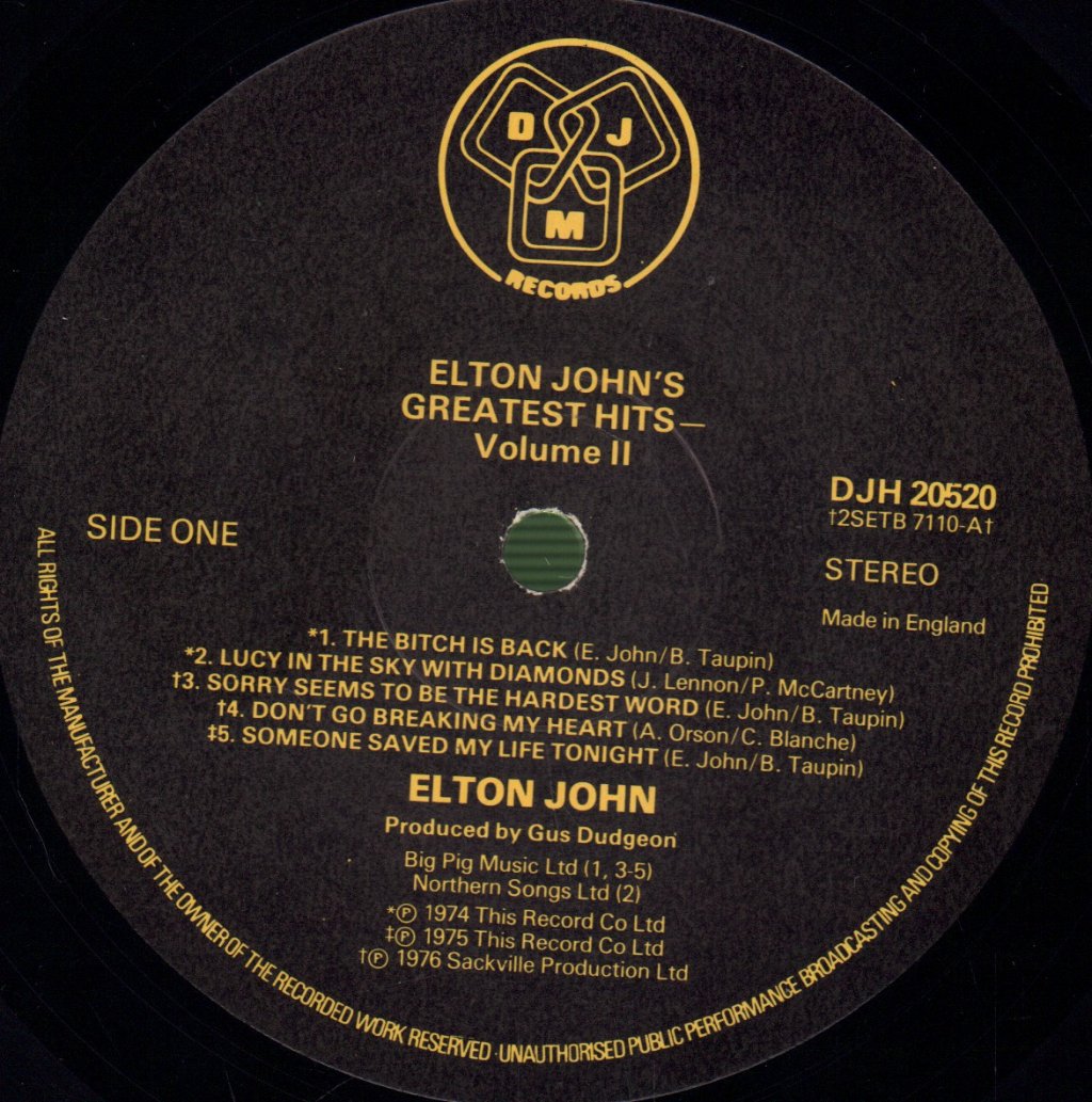 Elton John - Greatest Hits Volume 2 - Lp