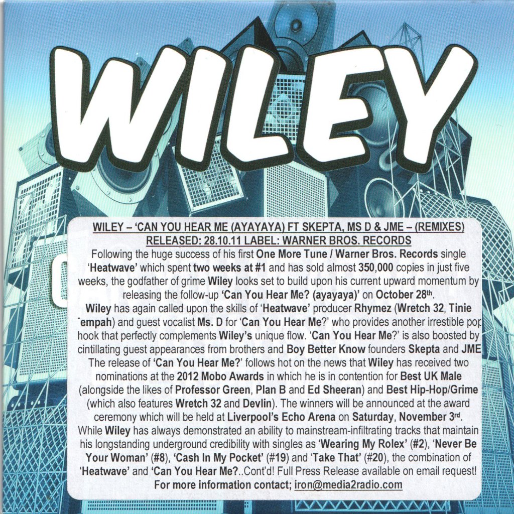 wiley feat. skepta jme & ms d - Can You Hear Me (Ayayaya) - Cdr