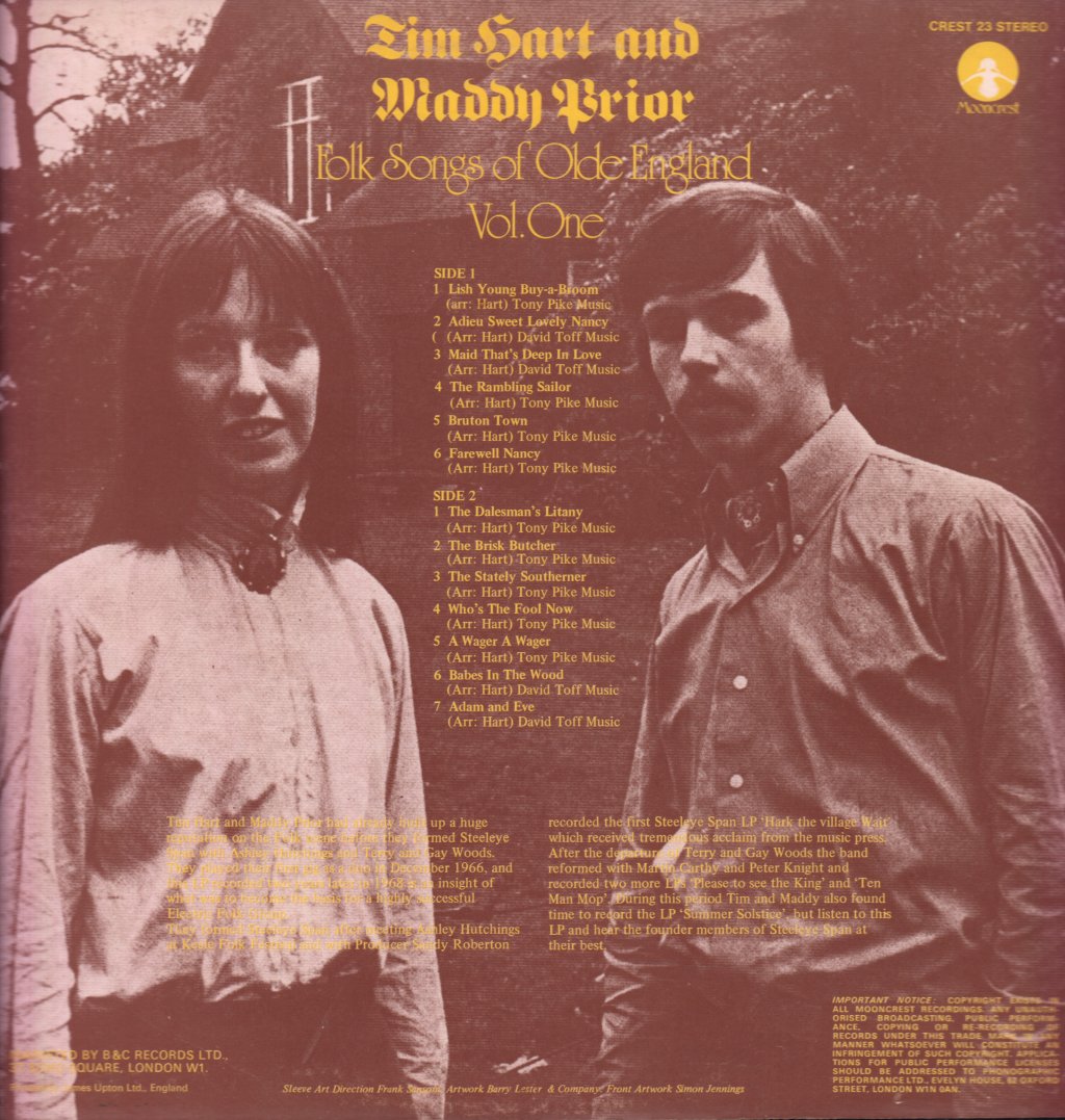 Tim Hart And Maddy Prior - Folk Songs Of Olde England Vol 1 - Lp