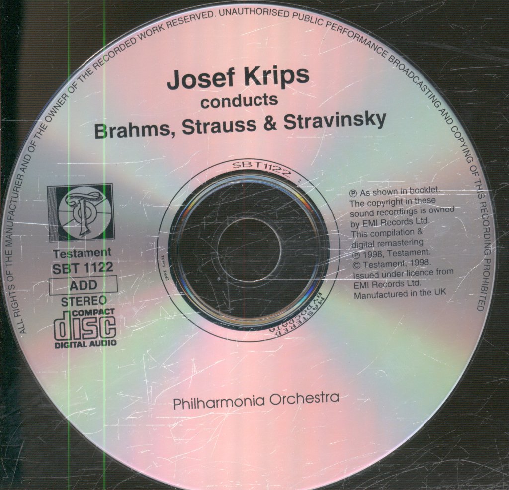 Philharmonia Orchestra, Josef Krips - Brahms, Strauss, Stravinsky - Cd