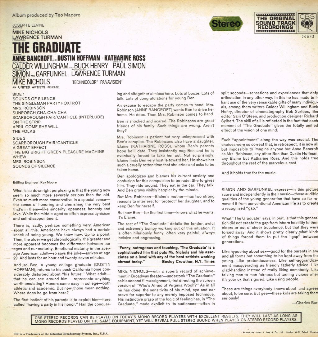 Simon And Garfunkel - Graduate (Original Soundtrack) - Lp