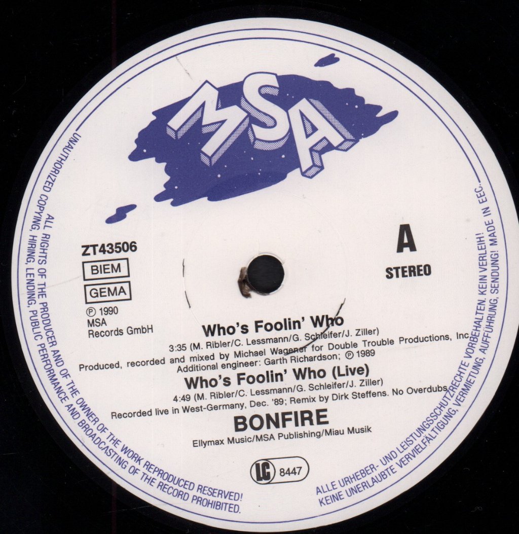 Bonfire - Who's Foolin Who - 12 Inch