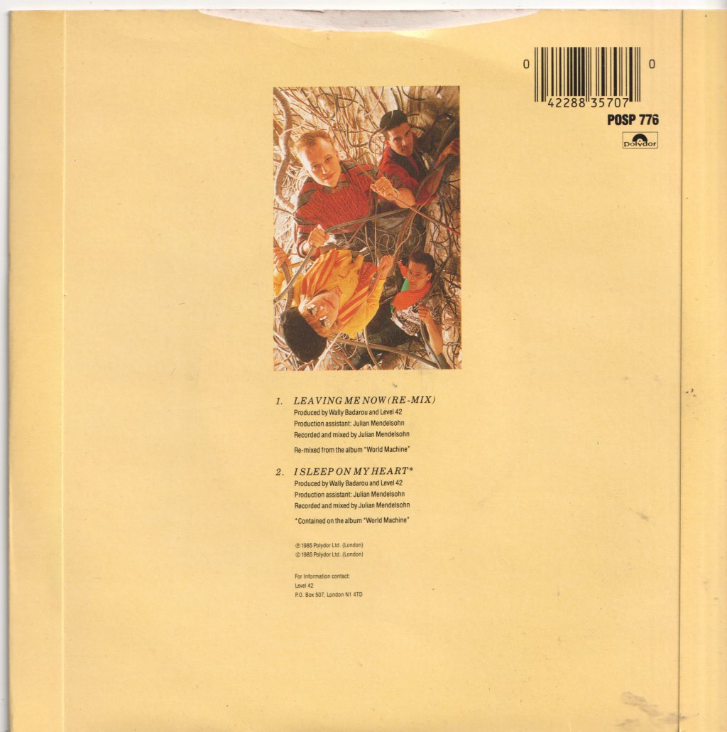 Level 42 - Leaving Me Now - 7 Inch