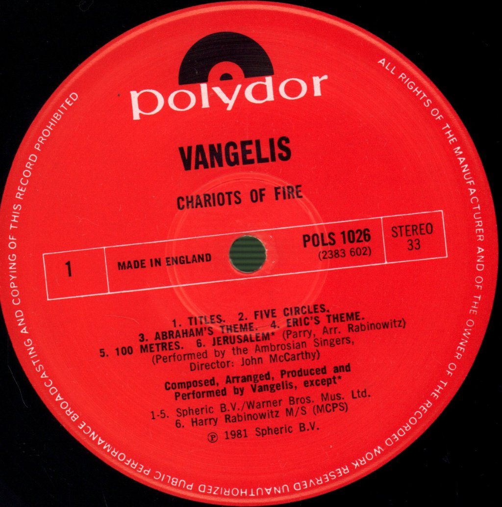 Vangelis - Chariots Of Fire (Original Soundtrack) - Lp