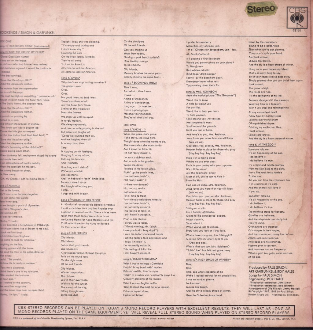 Simon And Garfunkel - Bookends - Lp