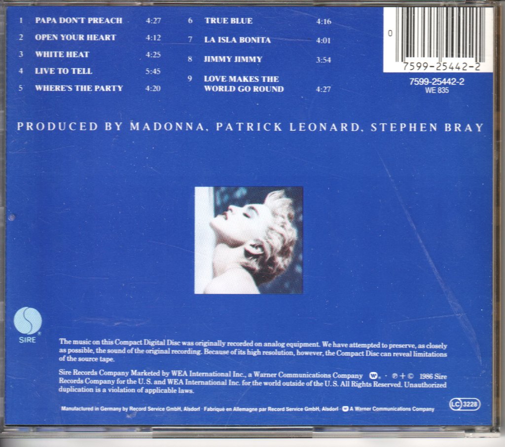 Madonna - True Blue - Cd