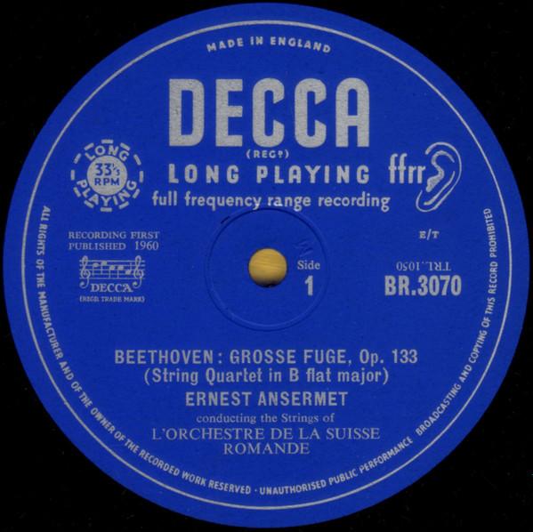 L'Orchestre De La Suisse Romande - beethoven Grosse Fuge / 'Leonora' No.2 Overture - 10 Inch