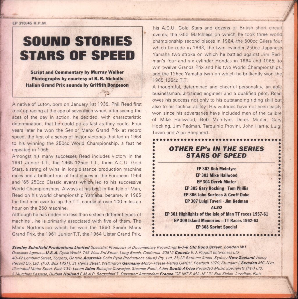 Murray Walker - Stars Of Speed! Phil Read - 7 Inch